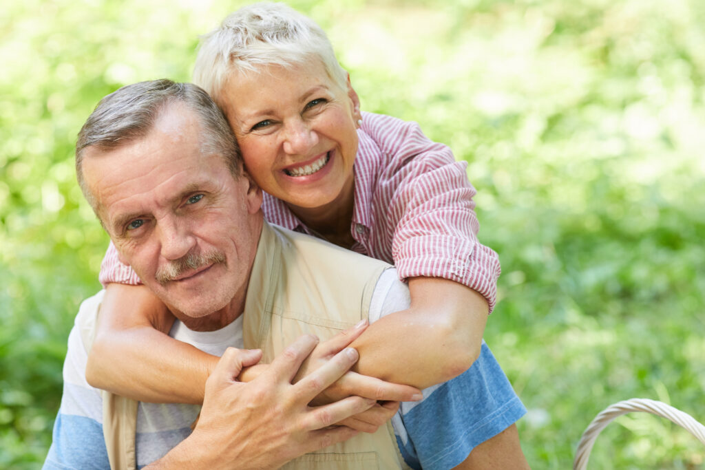 happy senior family outdoors